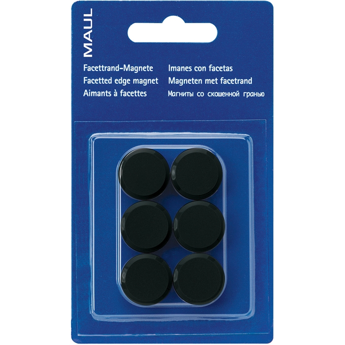 Afbeelding van Magneet MAULpro, Ø 20 mm x 8 mm, 6 st, blister Zwart