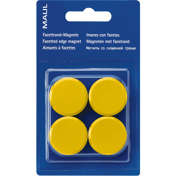 Afbeelding van Magneet MAULpro, Ø 30 mm x 10 mm, 4 st, blister Geel