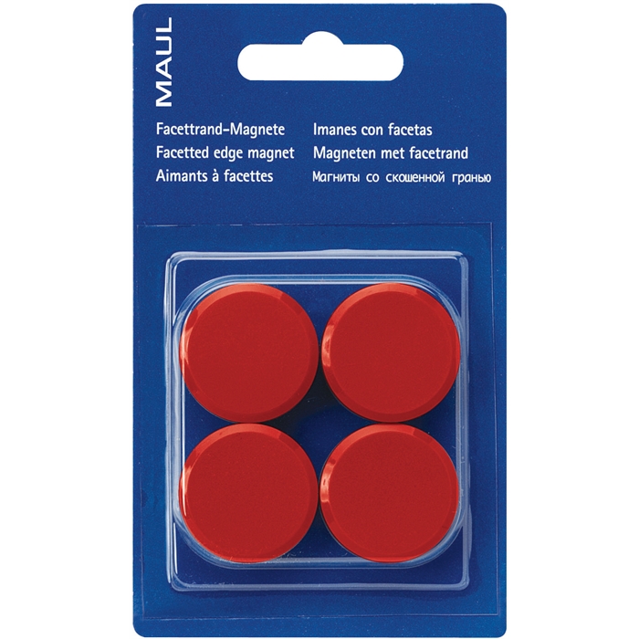 Afbeelding van Magneet MAULpro, Ø 30 mm x 10 mm, 4 st, blister Rood