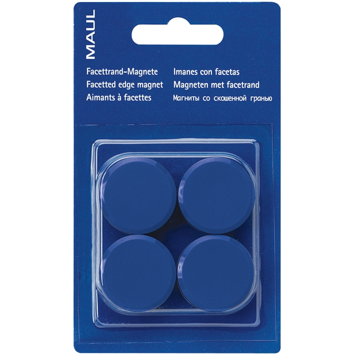 Afbeelding van Magneet MAULpro, Ø 30 mm x 10 mm, 4 st, blister Blauw