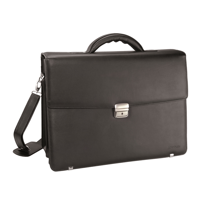 Picture of MONOLITH 2000002334 - Leather look briefcase, Black 42x37x6 cm