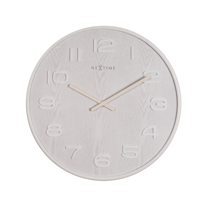 Image de Horloge murale NeXtime dia. 52.8 x 3 cm, bois, blanc, 'Wood Wood Big'