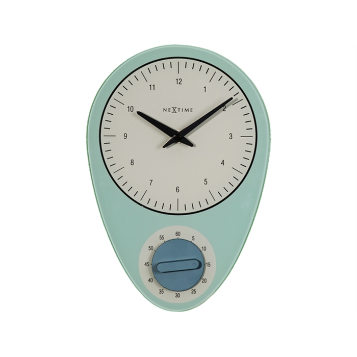 Image de horloge murale NeXtime 28x19cm 'Hans', bleu avec timer