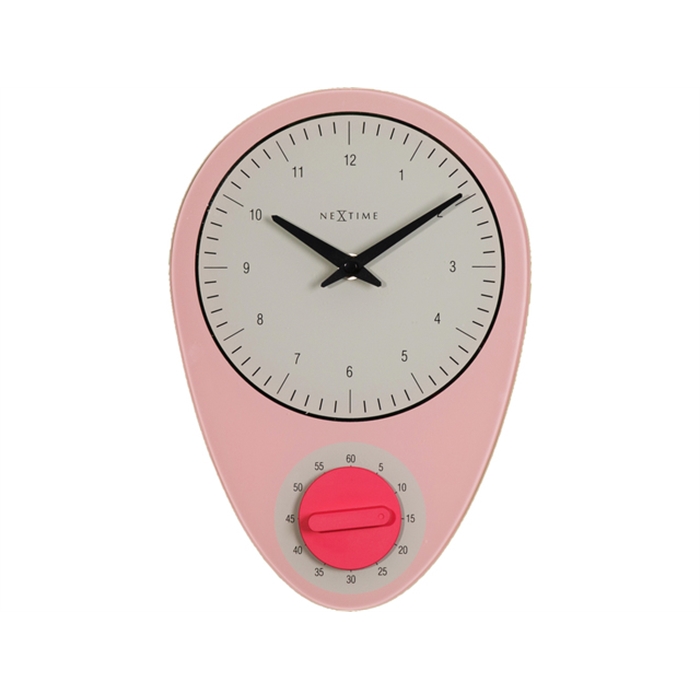 Image de horloge murale NeXtime 28x19cm 'Hans', rose avec timer