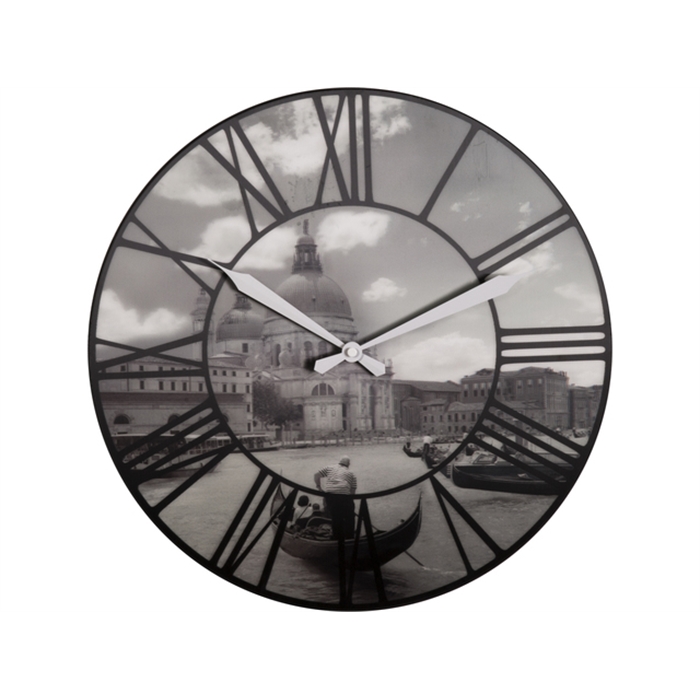 Image de Horloge murale NeXtime dia. 39 cm, plastique, 3D, gris,     'Venice'