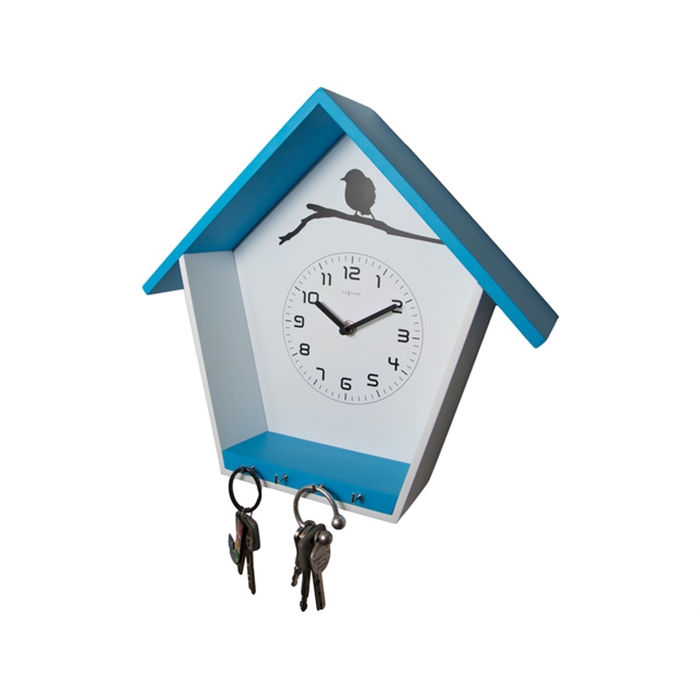 Image de horloge murale NeXtime, 30,5x33cm, bois, bleu, 'Cuckey