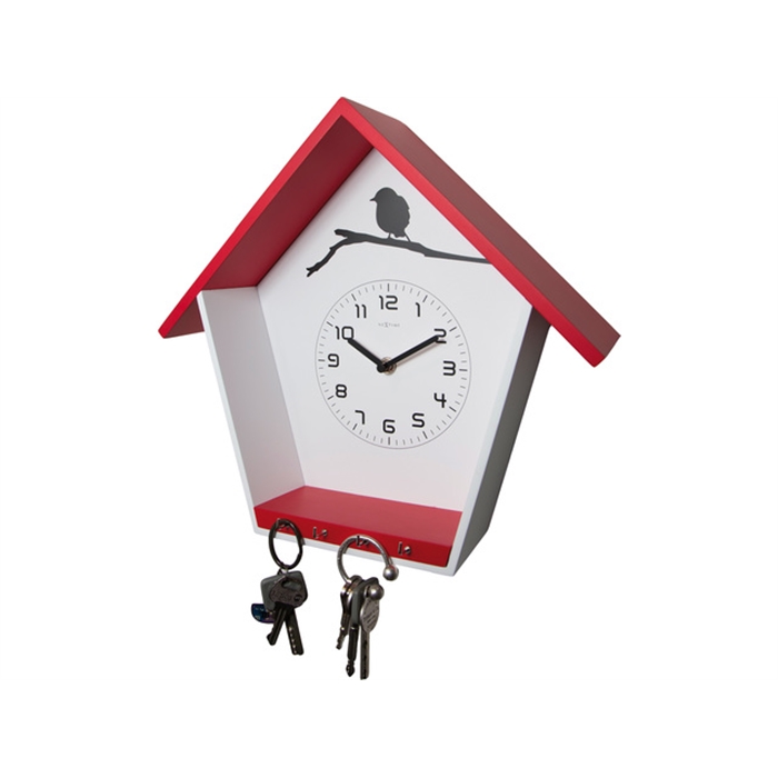 Image de horloge murale NeXtime, 30,5x33cm, bois, rouge, 'Cuckey