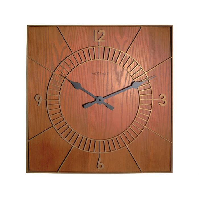 Image de horloge murale NeXtime 50x50cm, bois, brun, 'Wood Square'