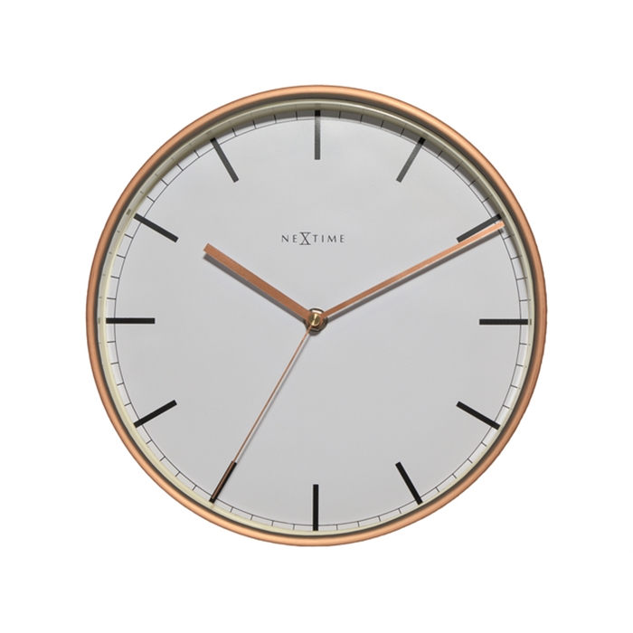 Image de horloge murale NeXtime dia 25 cm blanc, cuivre