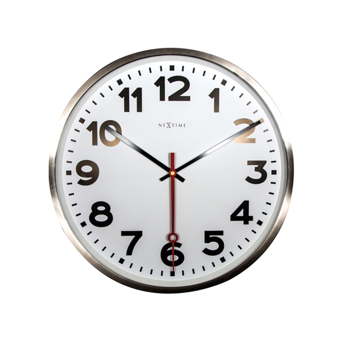 Image de Horloge murale NeXtime 55 cm, inox, 'Super Station'