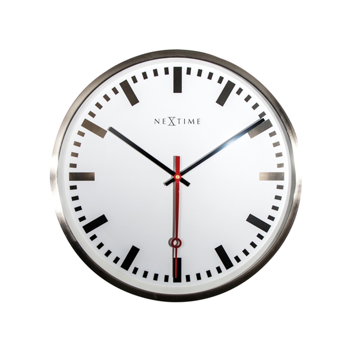 Image de Horloge murale NeXtime 55 cm, inox, 'Super Station'