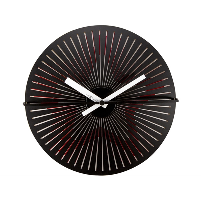 Image de Horloge murale NeXtime dia. 30 cm, metal, rouge/blanc,      'Kinegram Star'