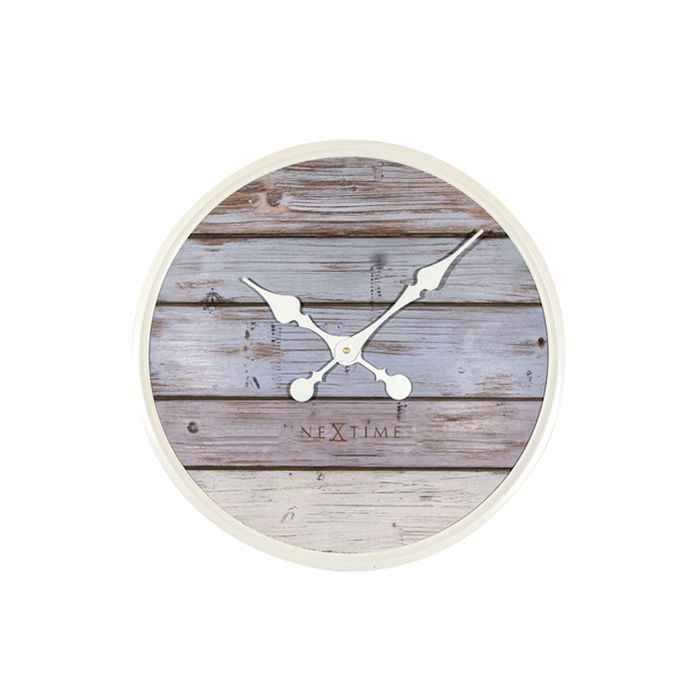 Image de Horloge murale Nextime dia. 50 cm, bois, gris- 'Plank'