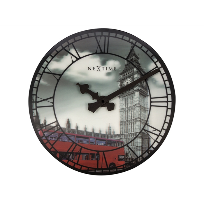 Image de Horloge murale NeXtime dia. 39 cm, plastique, 3D, gris,     'Big Ben'