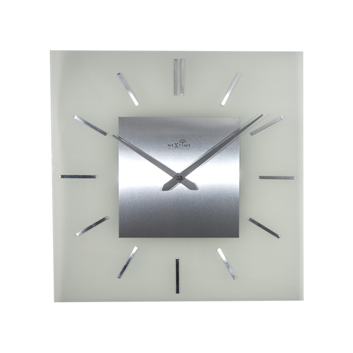 Image de Horloge murale NeXtime 40 x 40 cm, verre depoli, 'Stripe    Square Radio Controlled'