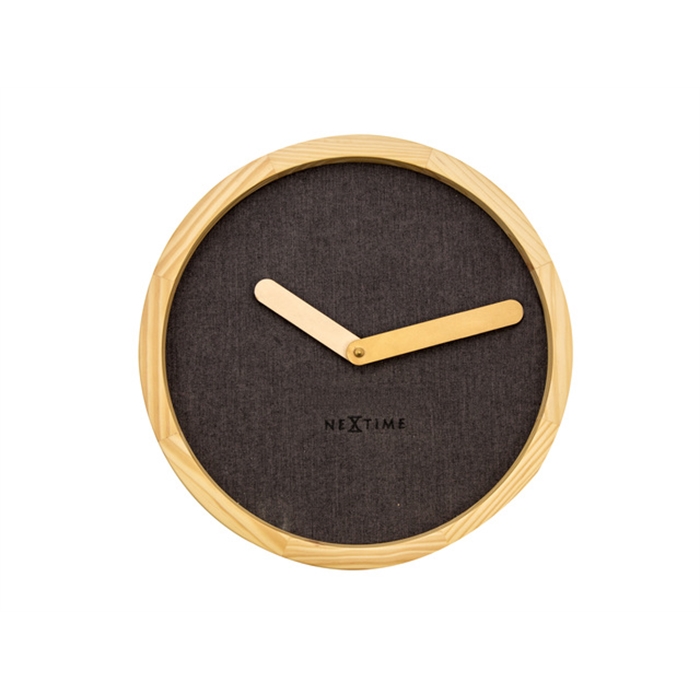 Image de Horloge murale NeXtime dia. 30 cm, bois & tissue, marron,   'Calm'