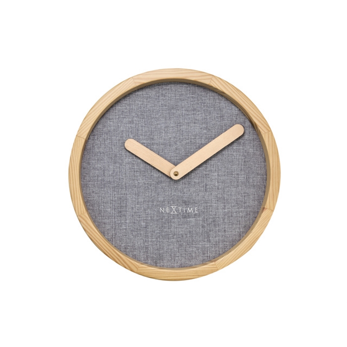 Image de Horloge murale NeXtime dia. 30 cm, bois & tissue, gris-     'Calm'