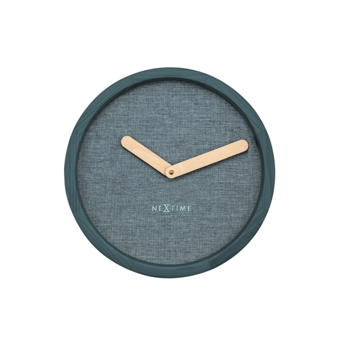 Image de Horloge murale NeXtime dia. 30 cm, bois & tissue,           Turquoise- 'Calm'