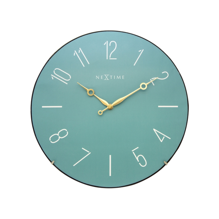 Image de Horloge murale NeXtime dia. 35 cm, verre bombé, Turquoise-  'Trendy Dome'