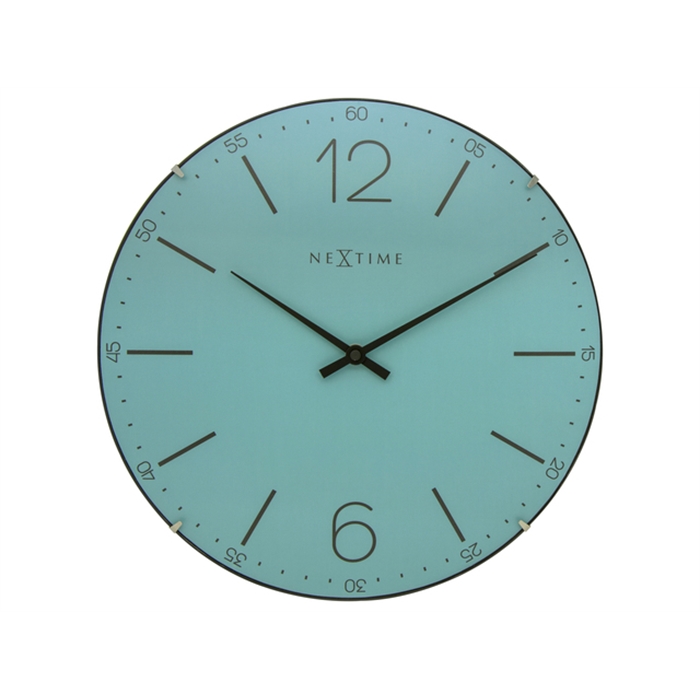 Image de Horloge murale NeXtime dia. 35 cm, verre bombé, Turquoise-  'Index Dome'