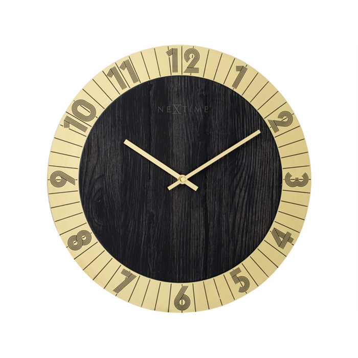 Image de Horloge murale NeXtime dia. 35, bois/metal, or