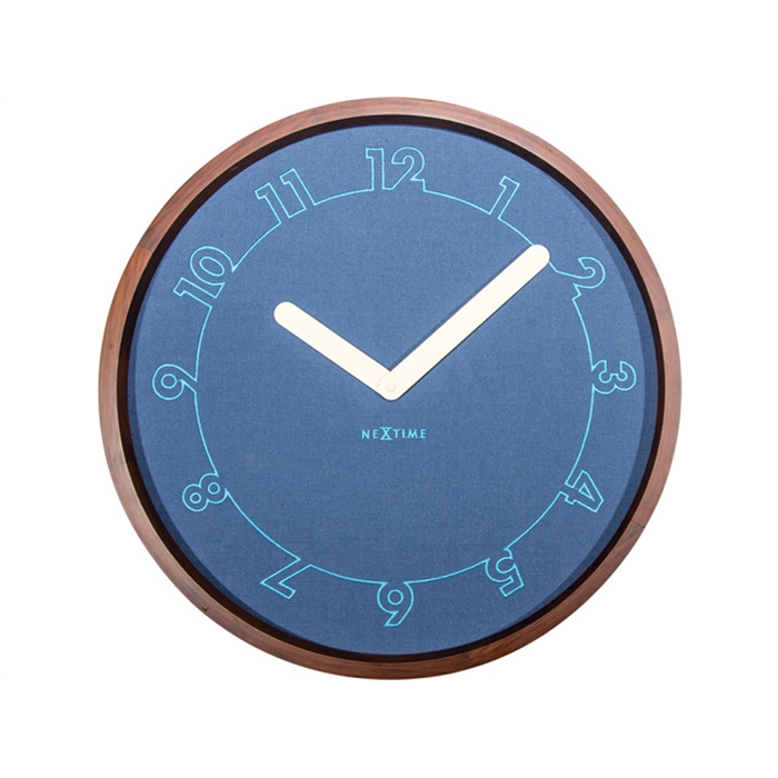 Image de Horloge murale NeXtime dia. 50, bois/tissue, Blue