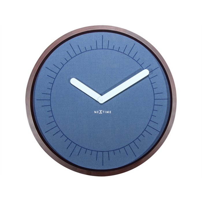 Image de Horloge murale NeXtime dia. 50, bois/tissue, Blue