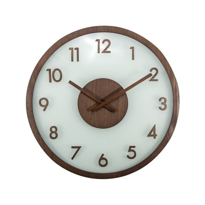 Image de Horloge murale NeXtime dia. 50, bois/verre, marron