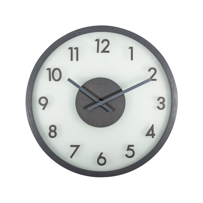 Image de Horloge murale NeXtime dia. 50, bois/verre, gris