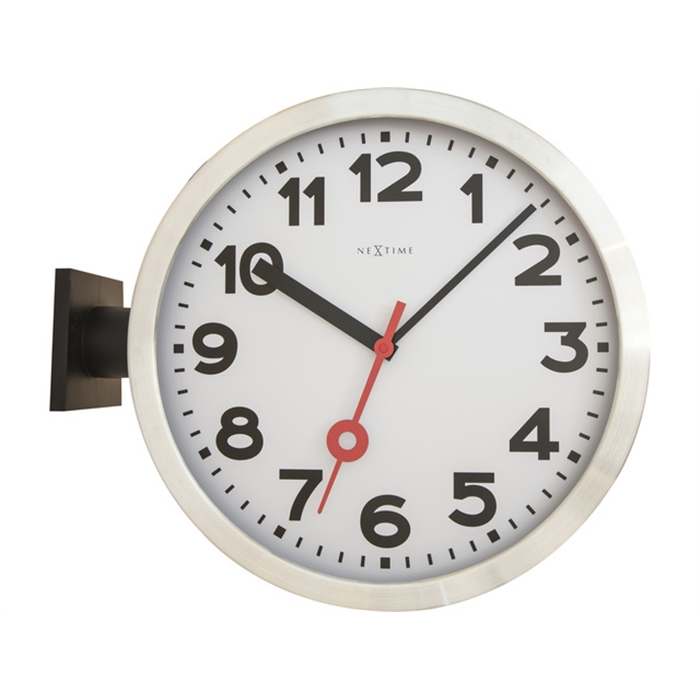 Image de Horloge murale NeXtime dia. 38, aluminium/verre, blanc