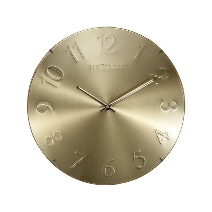 Image de wandklok NeXtime dia. 35      dome plastic goud                                           wijzer goud - uurwerk stil