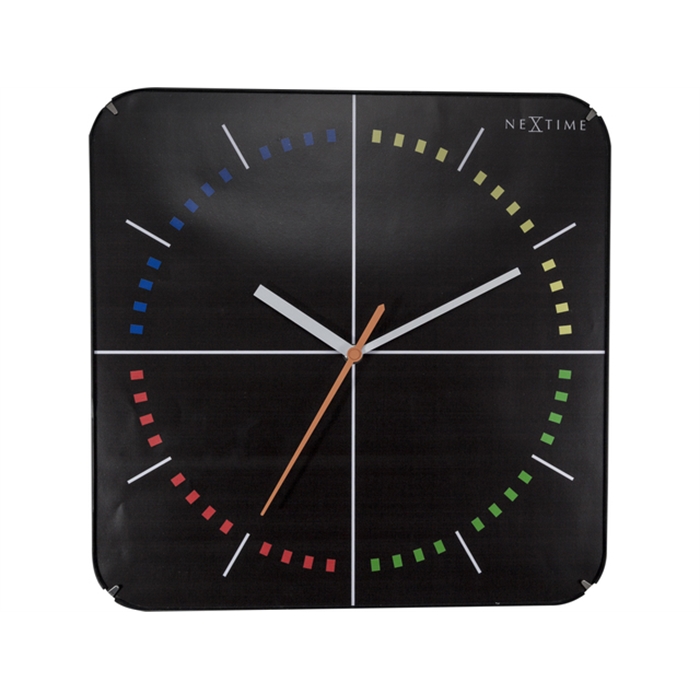 Image de wandklok NeXtime 35X35 cm.    seasons plastic zwart                                       wijzerwit - uurwerk stil