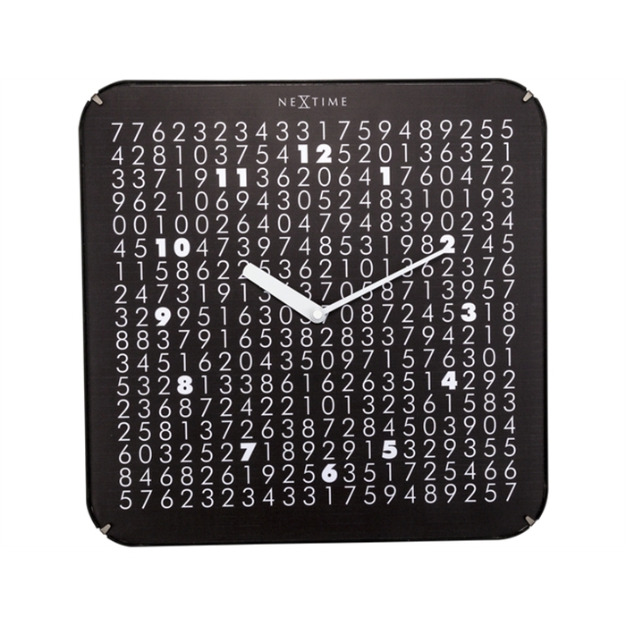 Image de wandklok NeXtime 35X35 cm.    labyrint plastic zwart                                      wijzerwit - uurwerk stil