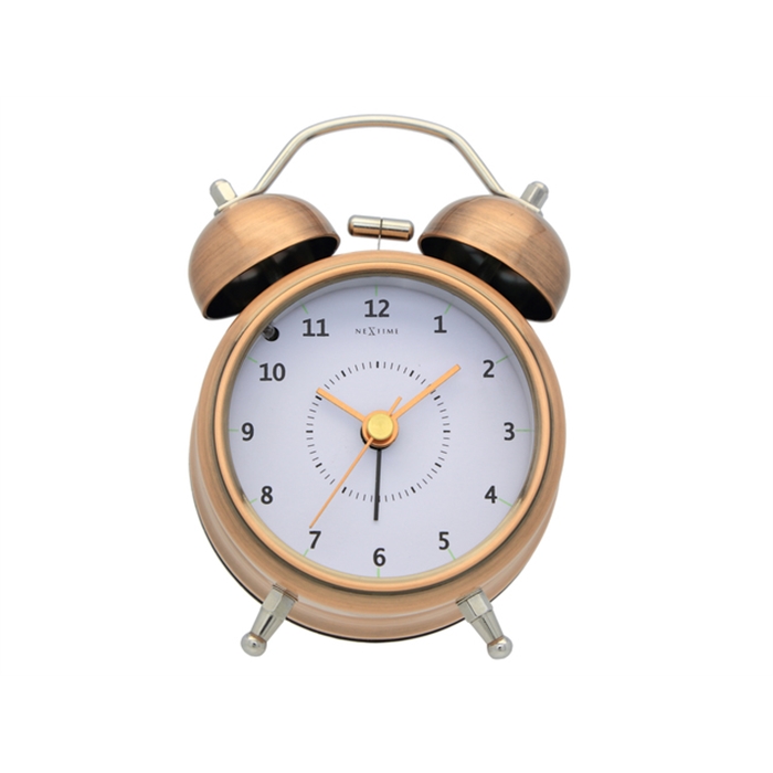 Image de Horloge de table NeXtime dia. 9, metal, cuivre, 'Wake Up'