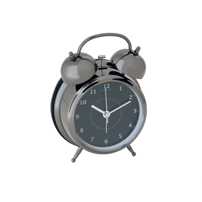 Image de Horloge de table NeXtime dia. 9, metal, noir, 'Wake Up'