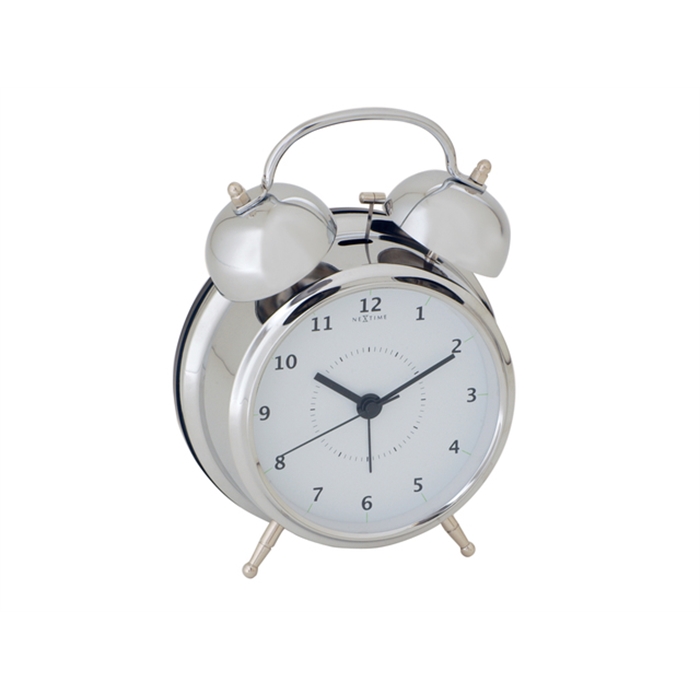 Image de Horloge de table NeXtime dia. 15, metal, argent, 'Wake Up'