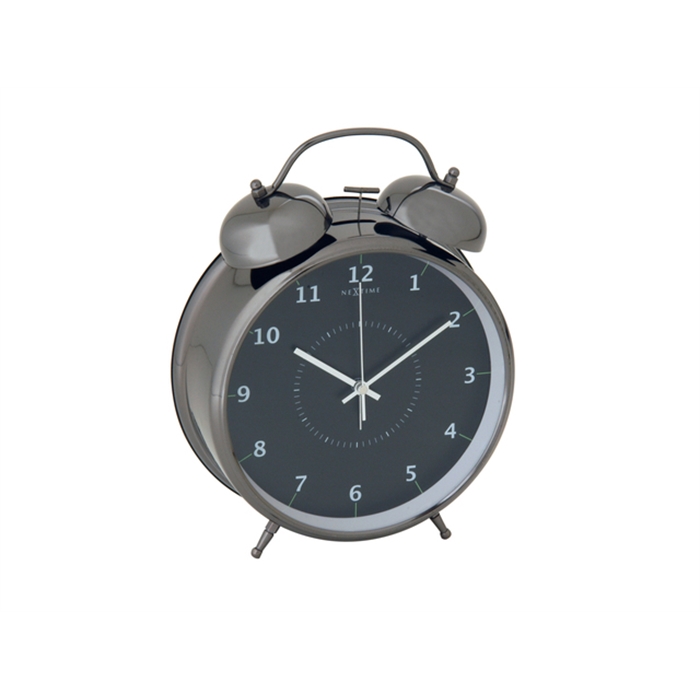 Image de Horloge de table NeXtime dia. 23, metal, noir, 'Wake Up'