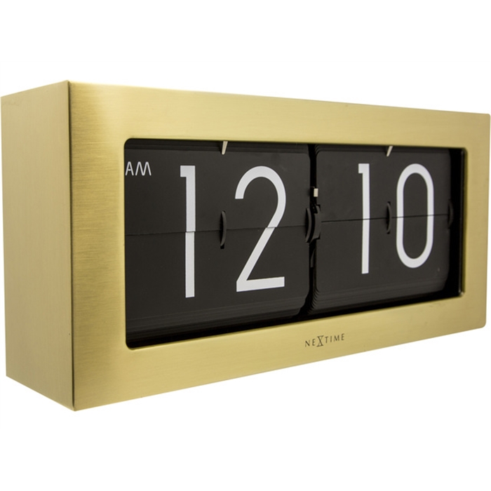 Image de Horloge de talbe NeXtime 36 x 16.5 cm, metal, or, 'Big flip'