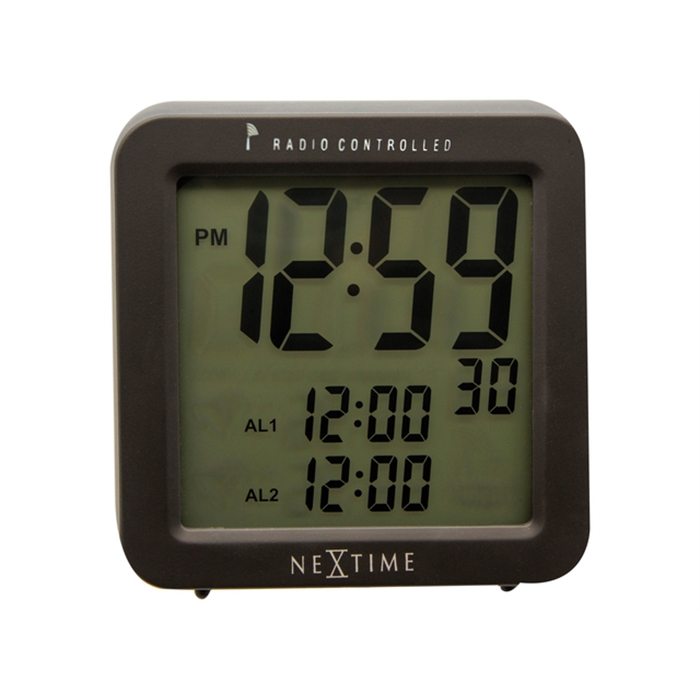 Image de Réveil NeXtime 9 x 9.2 cm, plastique, noir mat- 'Square     Alarm Radio Controlled'