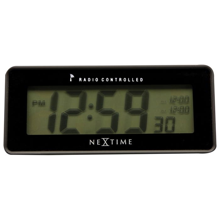 Image de Réveil NeXtime 14 x 6 cm, plastique, noir mat, 'Lean Alarm  Radio Controlled'