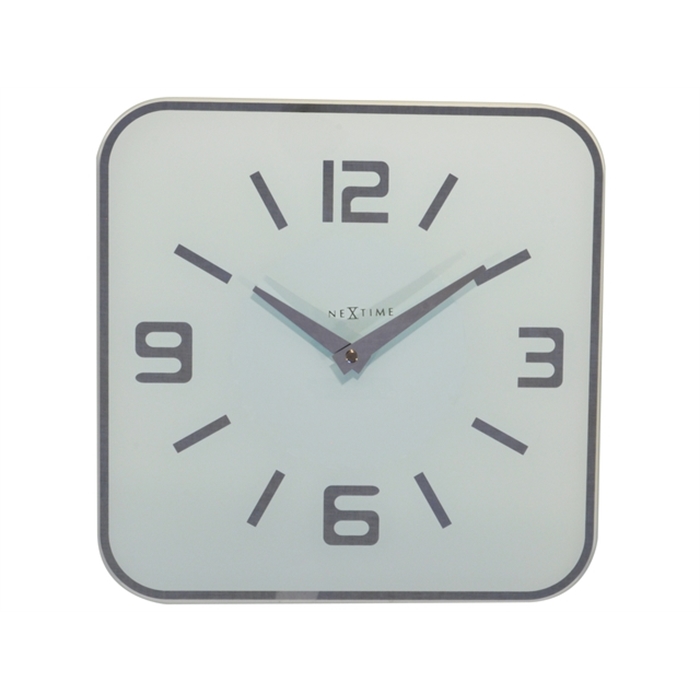 Image de Horloge murale NeXtime 43x43 cm, verre, mirroir, blanc