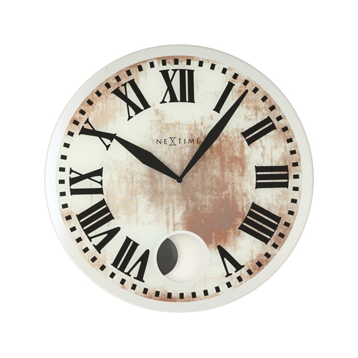 Image de Horloge murale NeXtime dia. 43 x 4.2 cm, verre, blanc,      'Romana'