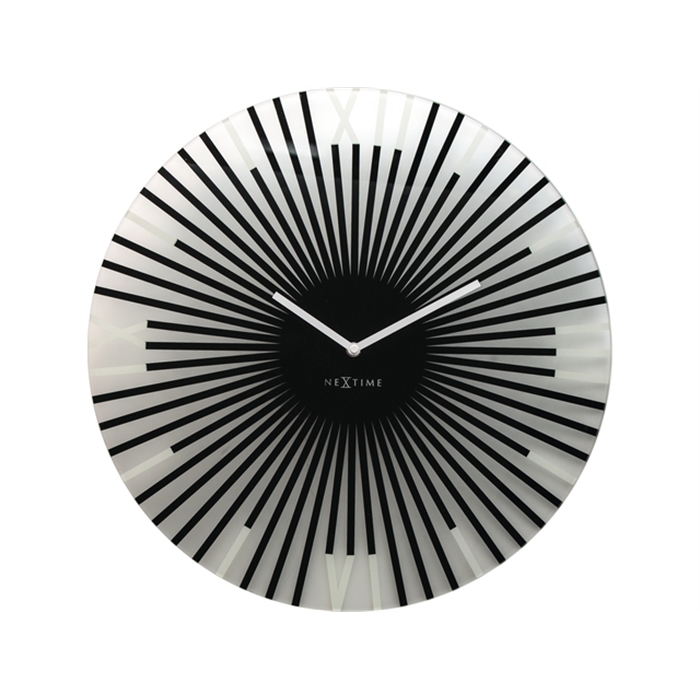 Image de Horloge murale NeXtime dia. 43 x 3.5 cm, verre, noir,       'Sticks'