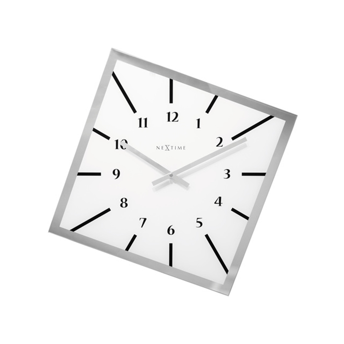 Image de horloge murale NeXtime, 56x56cm, verre, blanc, 'Off balance'