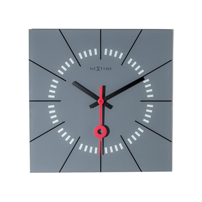 Image de Horloge murale NeXtime 35 x 35 cm, verre, gris, 'Stazione'