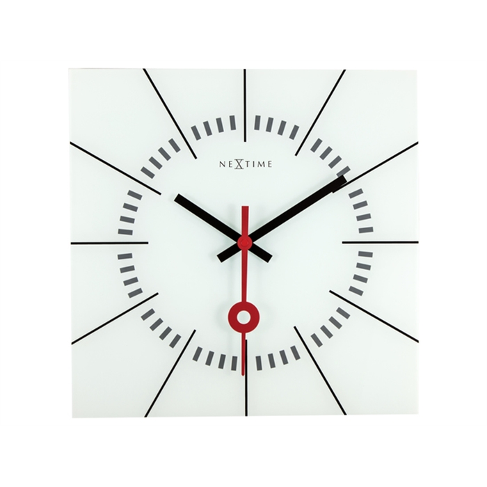 Image de Horloge murale NeXtime 35 x 35 cm, verre, blanc, 'Stazione'