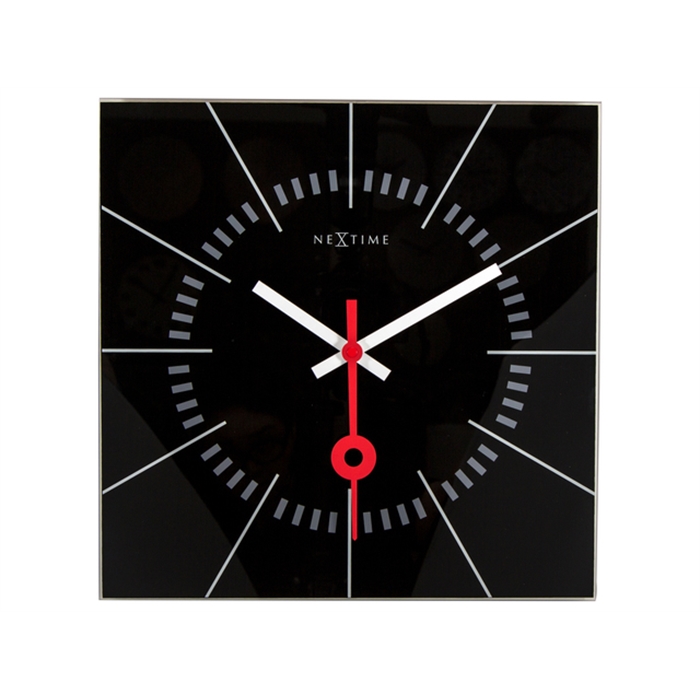 Image de Horloge murale NeXtime 35 x 35 cm, verre, noir, 'Stazione'