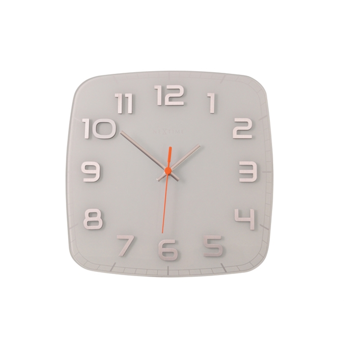 Image de Horloge murale NeXtime 30 x 30 x 3.5 cm, verre, blanc,      'Classy Square'