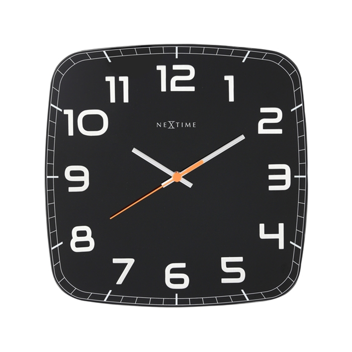 Image de Horloge murale NeXtime 30 x 30 x 3.5 cm, verre, noir,       'Classy Square'