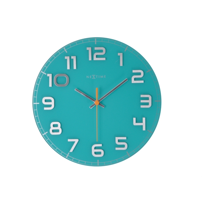 Image de Horloge murale NeXtime dia. 30 x 3.5 cm, verre, Turquoise,  'Classy Round'